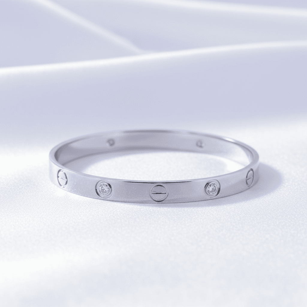 White Gold Love Diamond Bangle