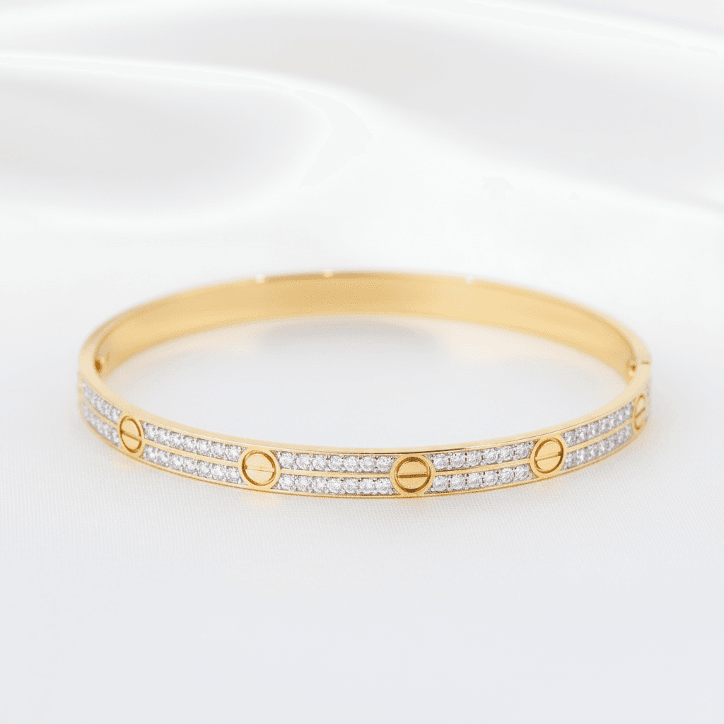 Two-Tone Double Row Love Diamond Bangle