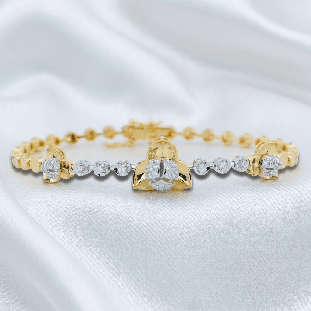 Two-Tone Floral Diamond Bracelet