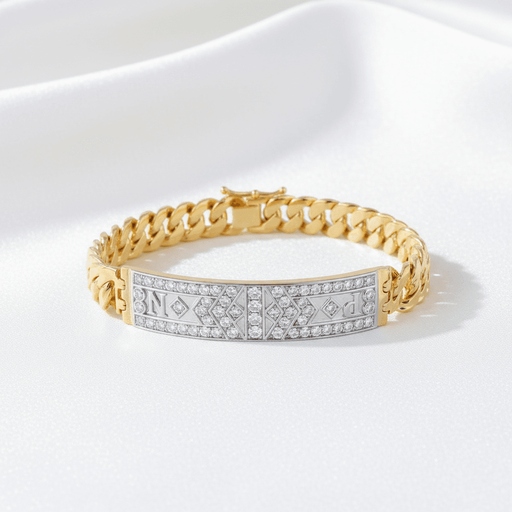 Cuban Link Diamond ID Bracelet