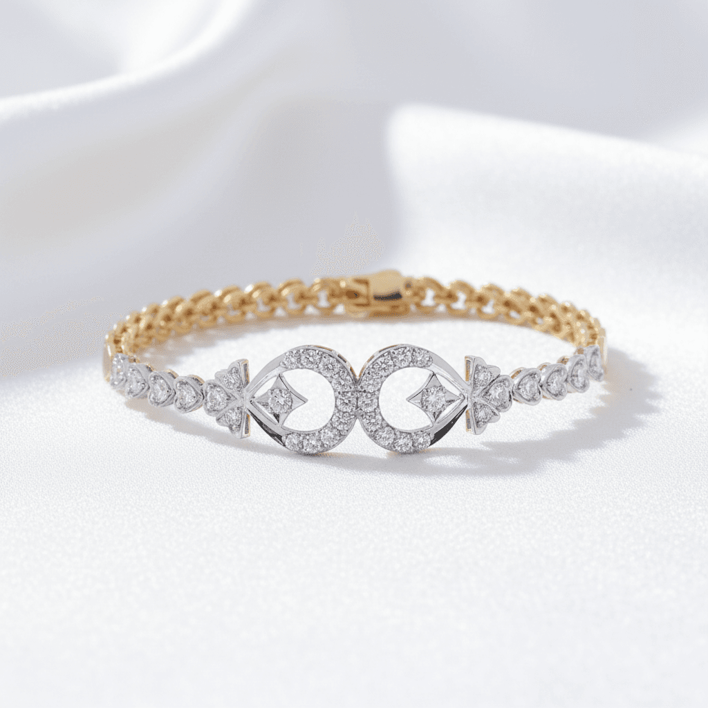 Double Circle Diamond Clover Bracelet