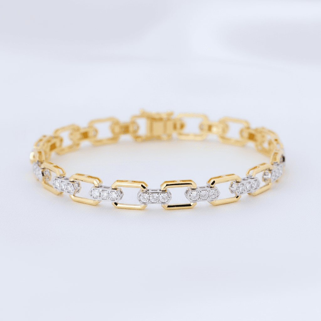 Hexagonal Diamond Link Bracelet