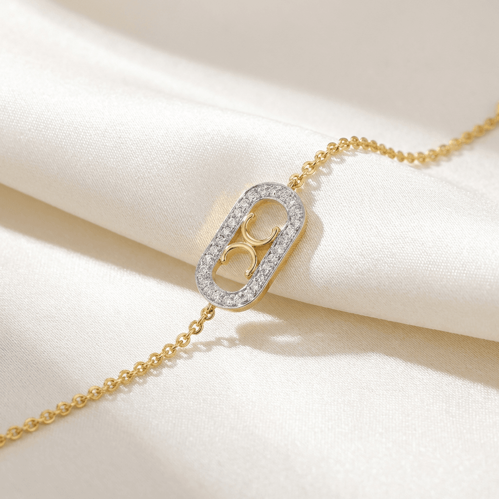Move Double Crescent Diamond Oval Bracelet