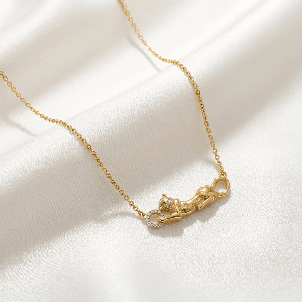 Gold Panther Diamond Chain Necklace