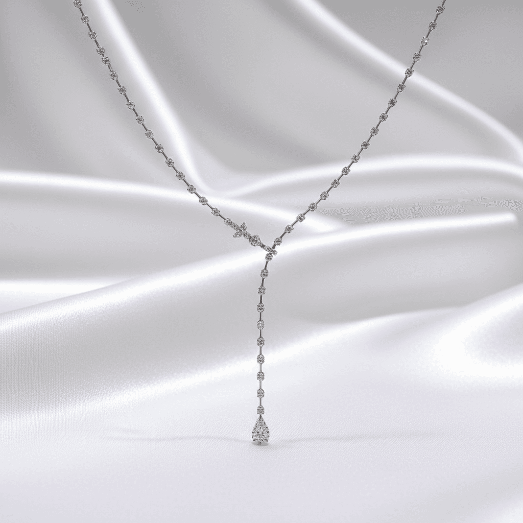 White Gold Diamond Lariat Drop Necklace