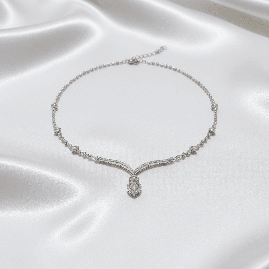 White Gold Diamond V-Drop Necklace
