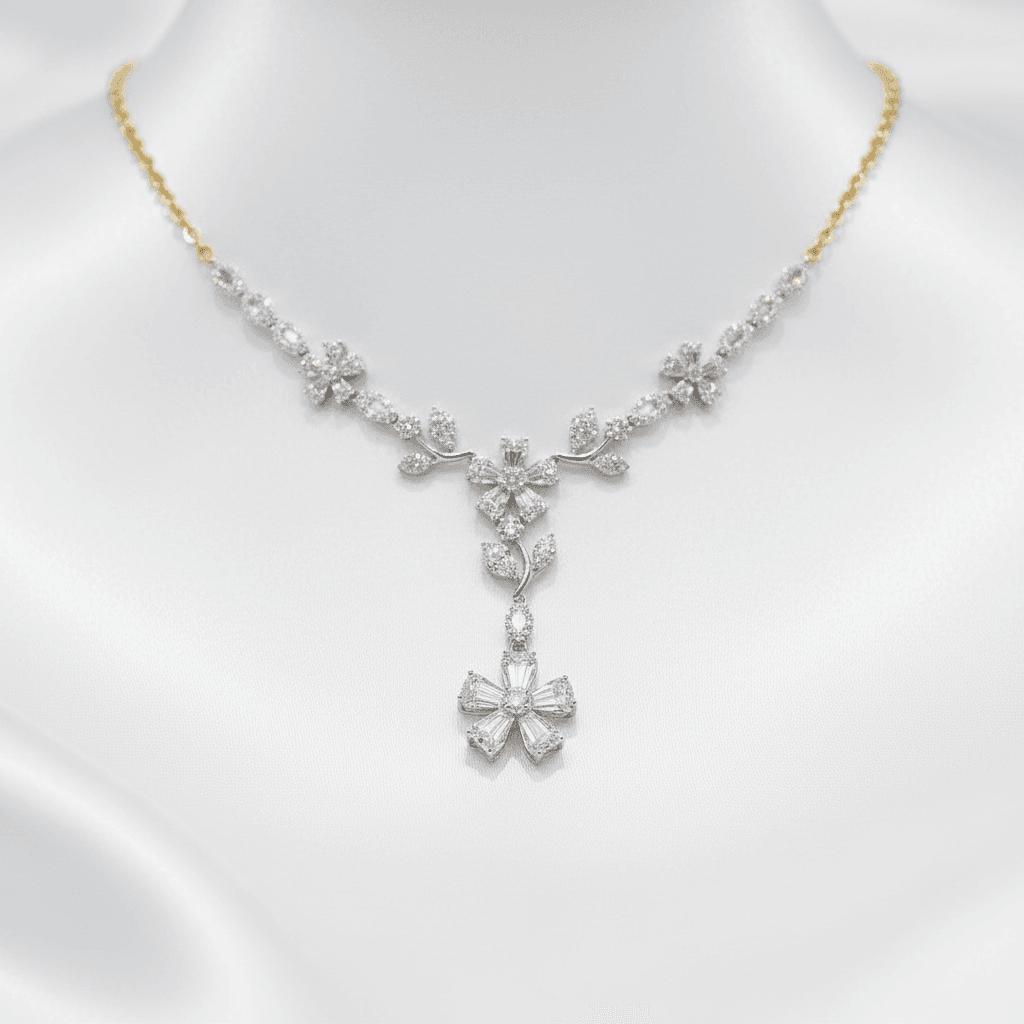 Floral Drop Diamond Necklace