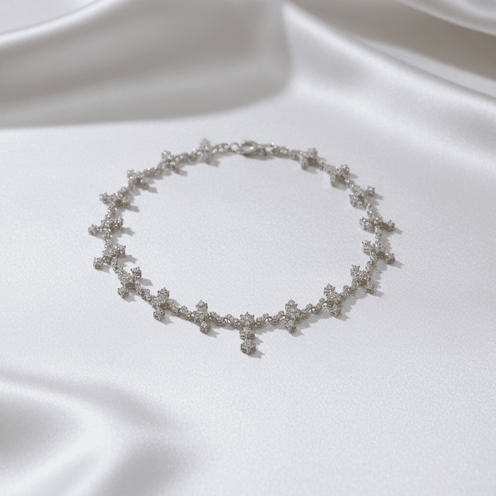 White Gold Floral Fringe Diamond Choker Necklace
