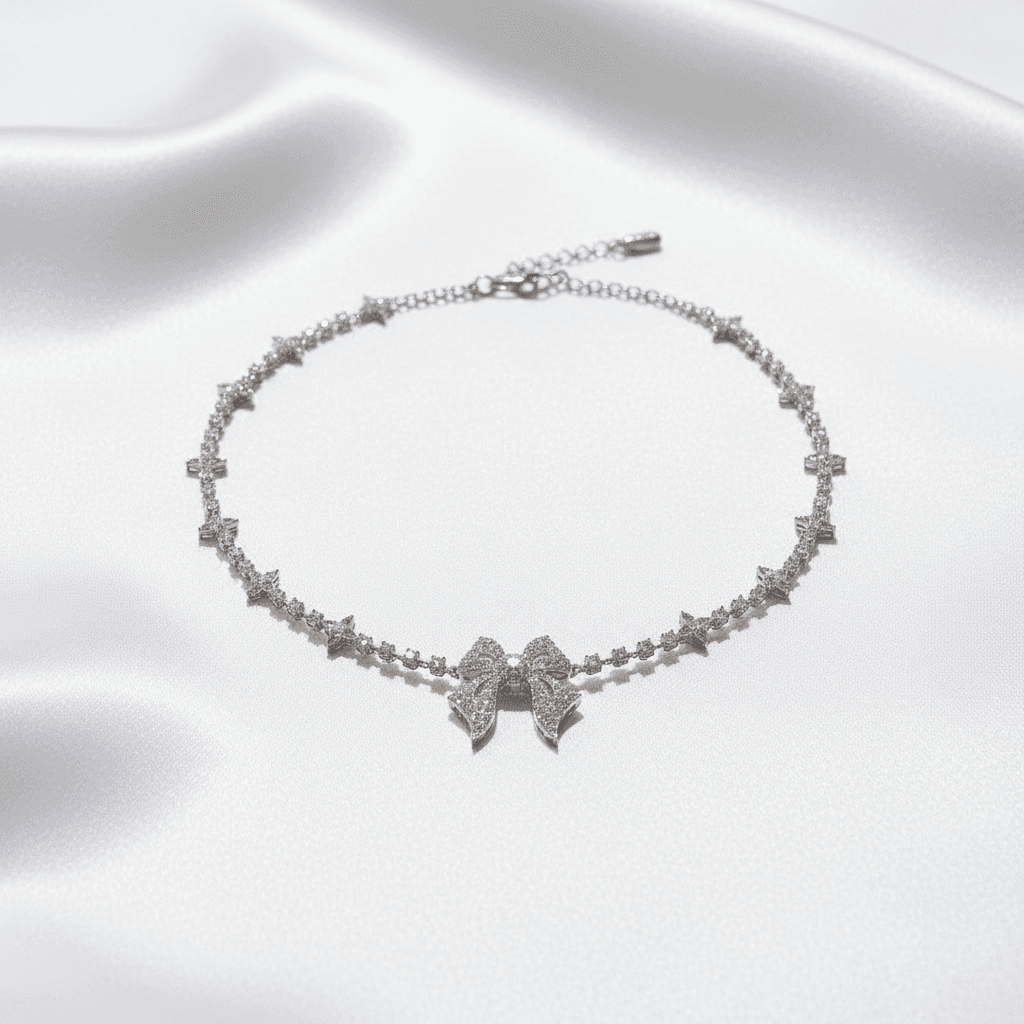 Diamond Bow Star Choker Necklace