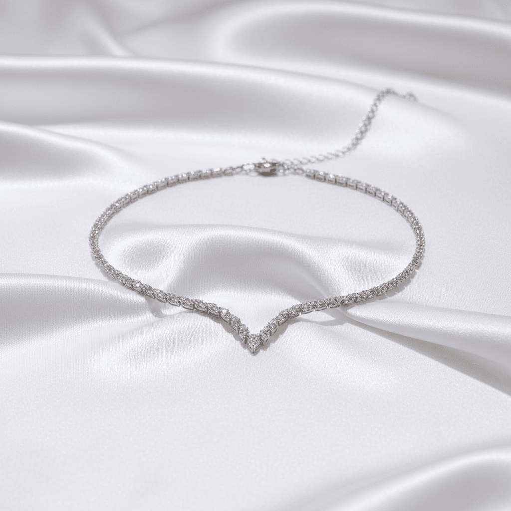 Diamond V-Shape Choker Necklace