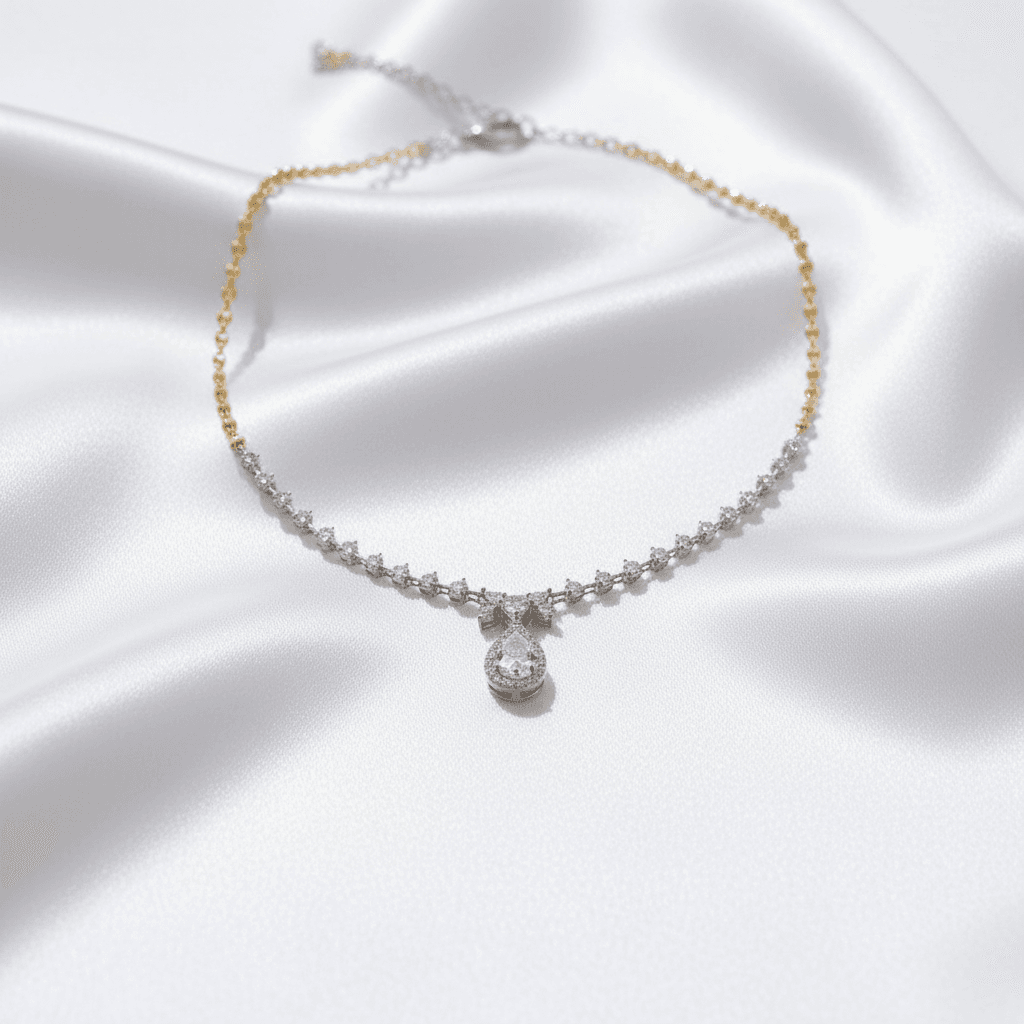 Diamond Halo Pendant Necklace 18K Gold