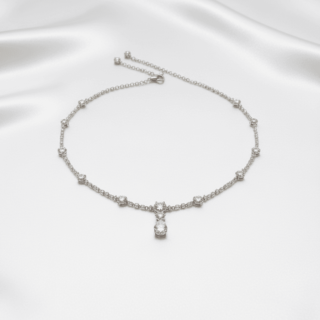 Pear Drop Diamond Cluster Necklace