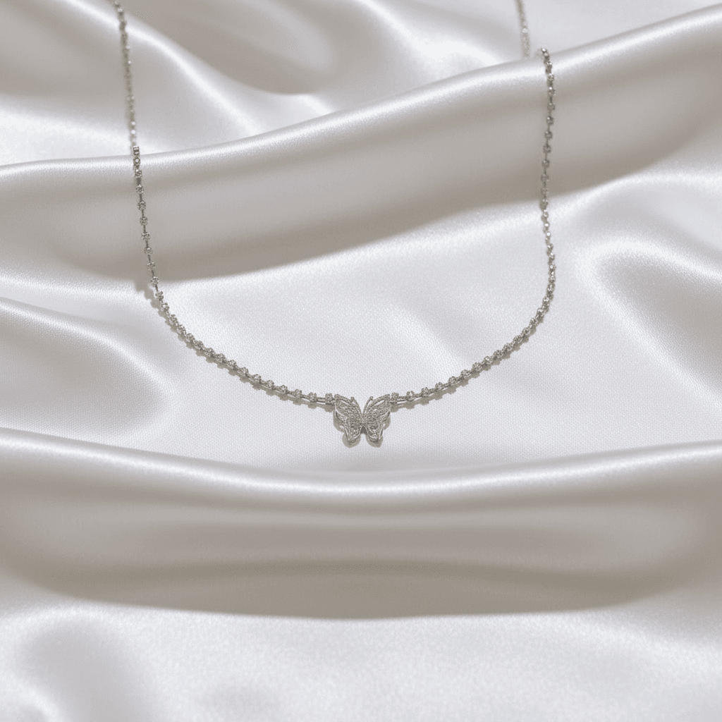 White Gold Butterfly Diamond Choker Necklace