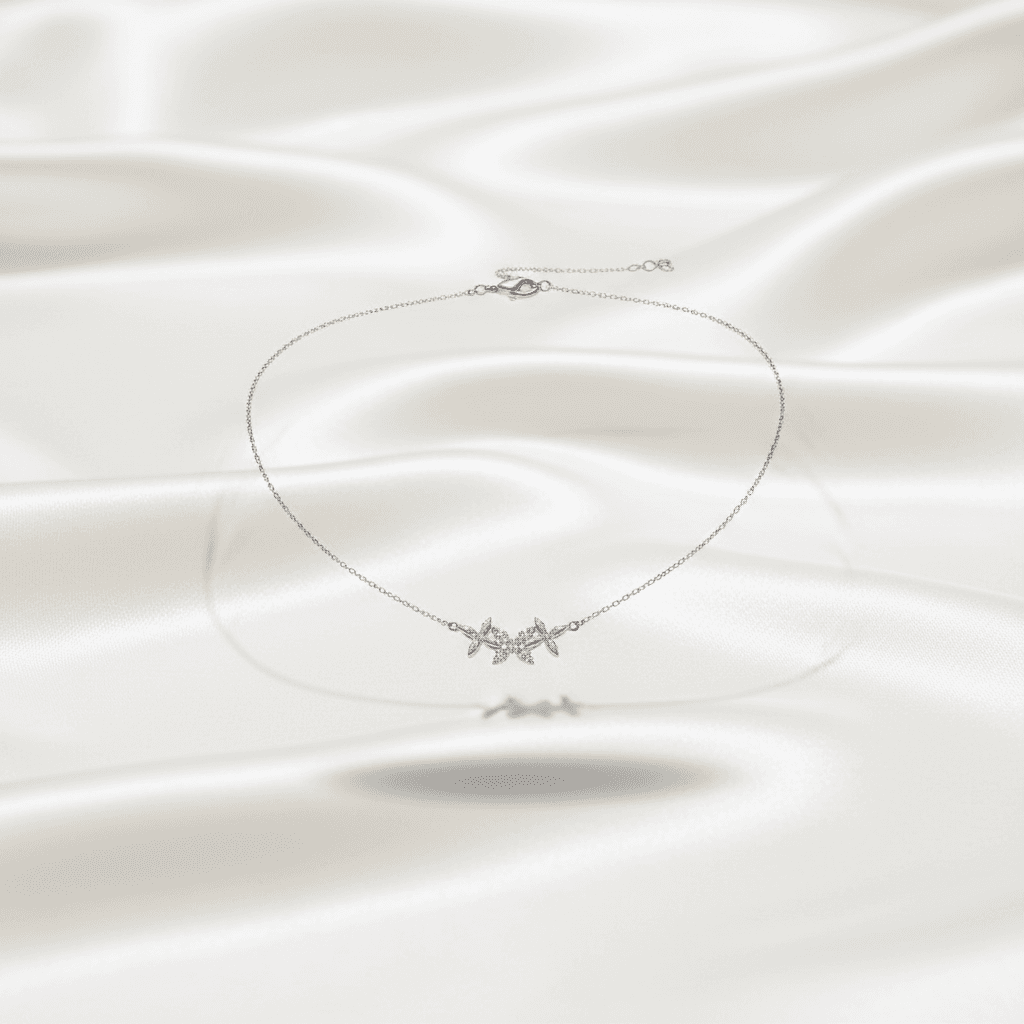 White Gold Triple Star Diamond Necklace