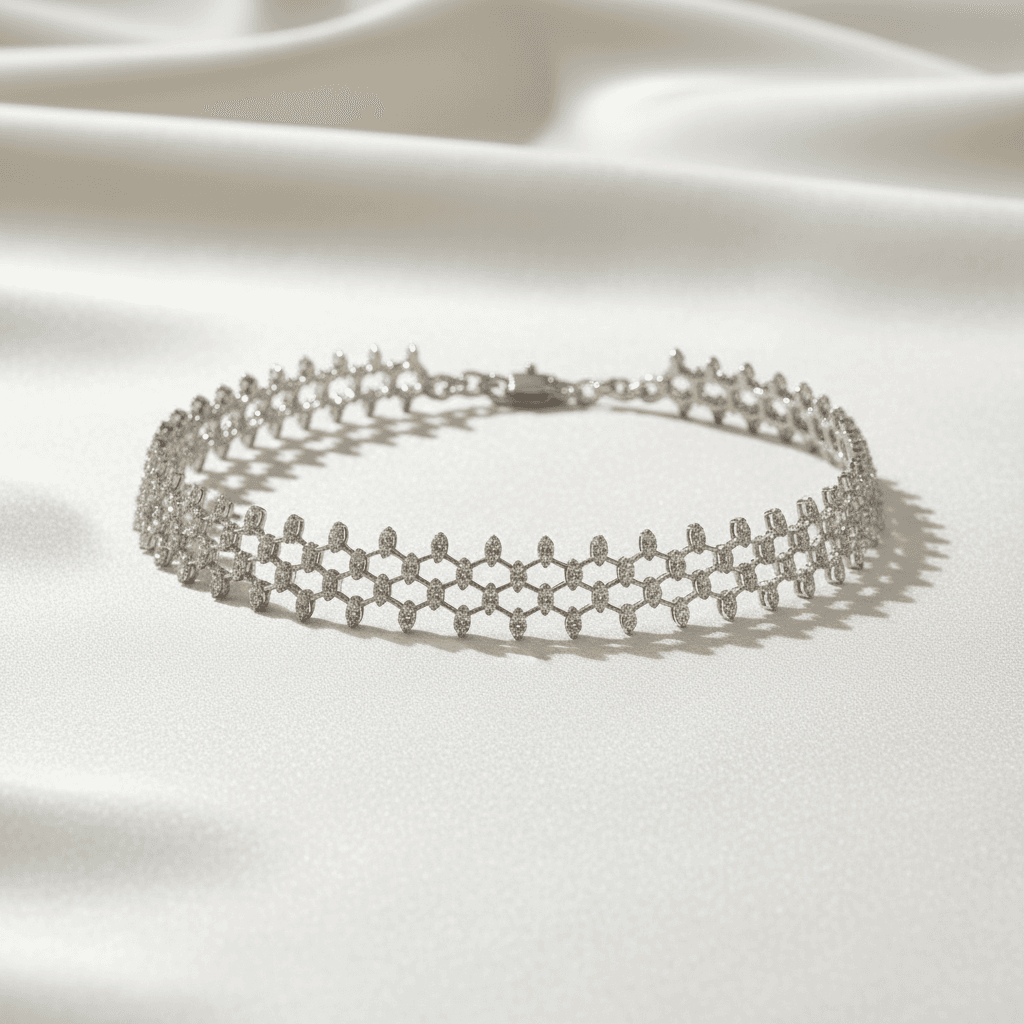 White Gold Geometric Diamond Choker Necklace