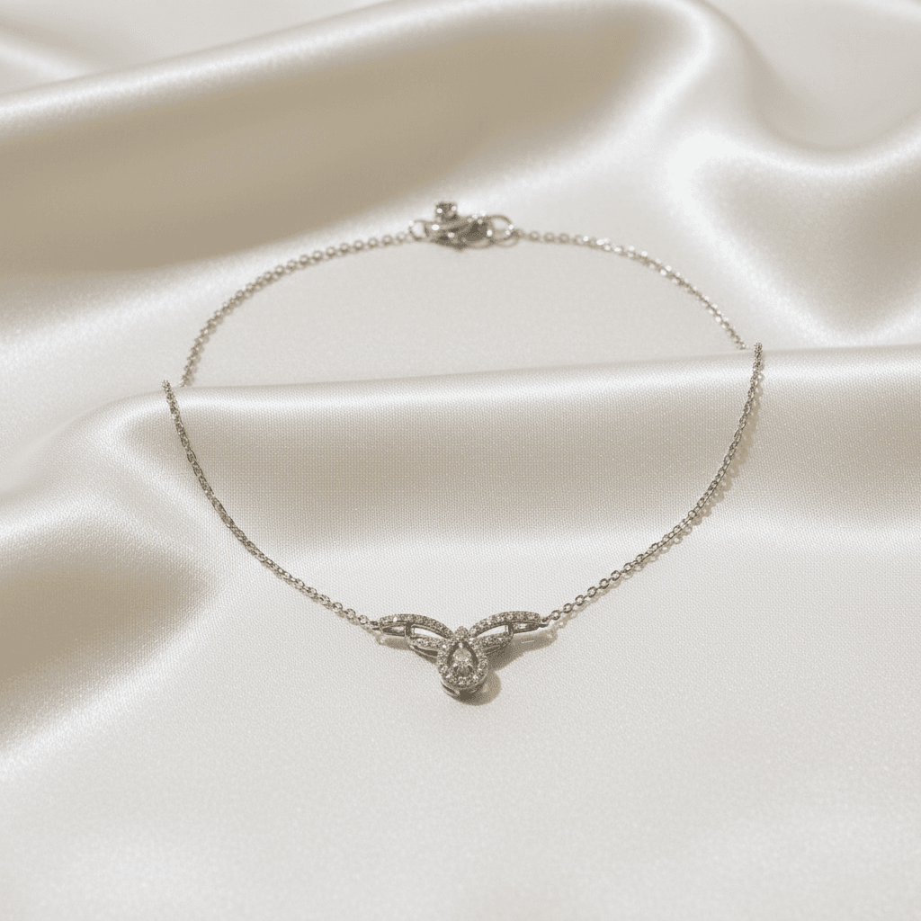 White Gold Diamond Knot Pendant Necklace