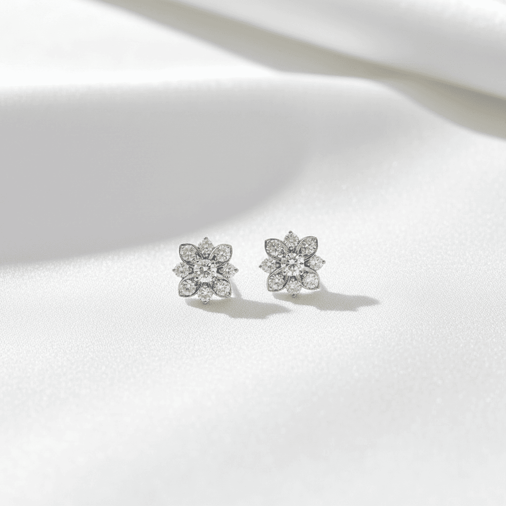Flower Cluster Diamond Stud Earrings