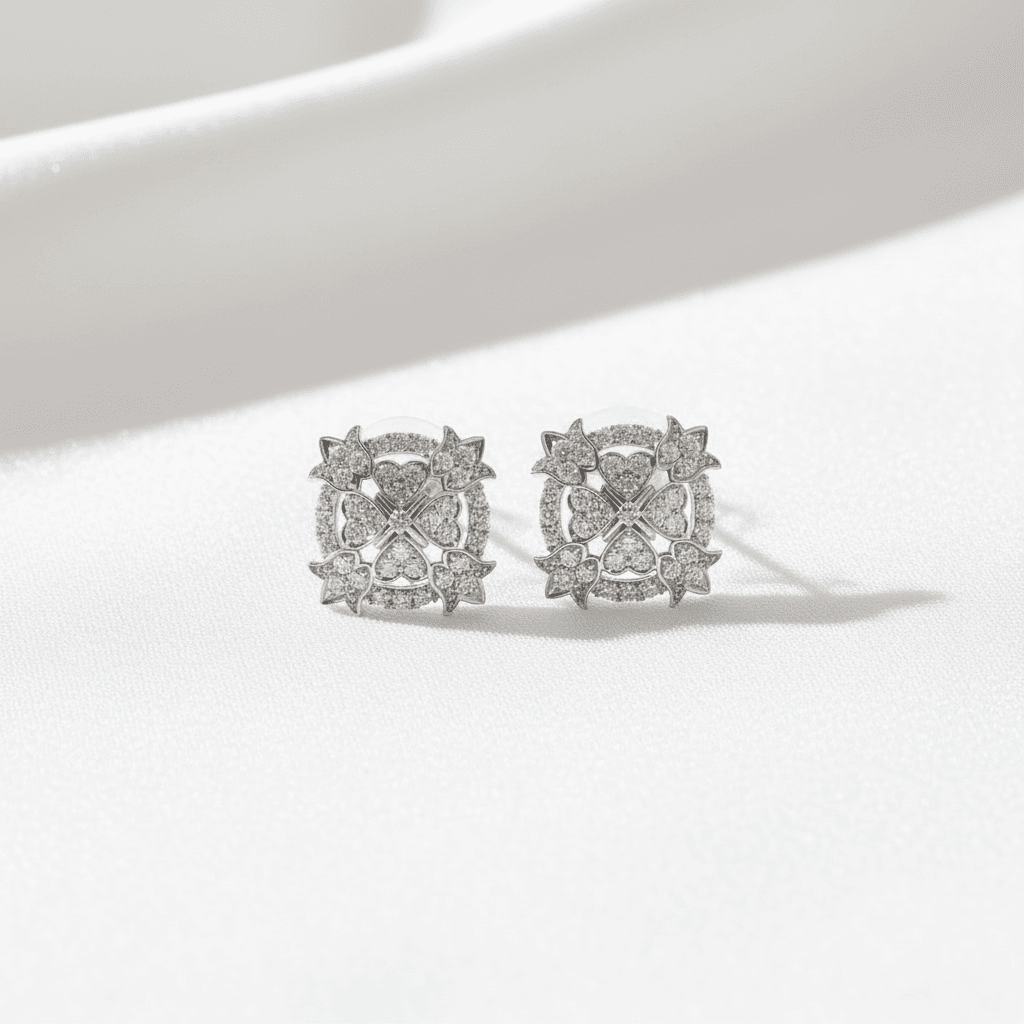Butterfly Cluster Diamond Stud Earrings