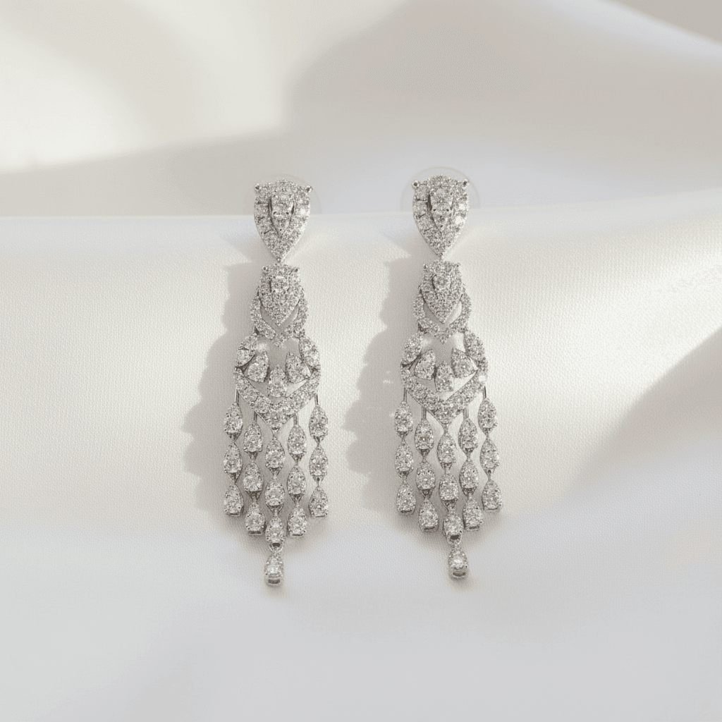 Pear Chandelier Diamond Drop Earrings