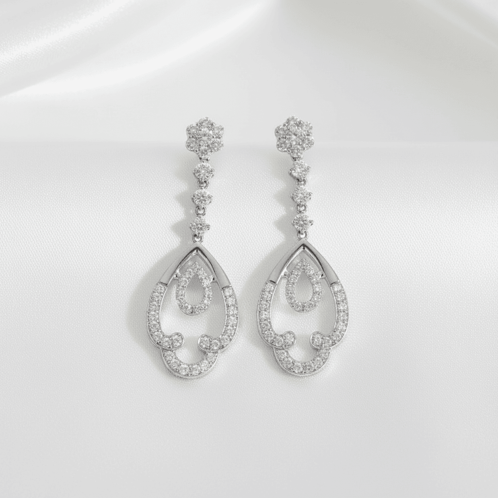 Teardrop Pear Diamond Drop Earrings