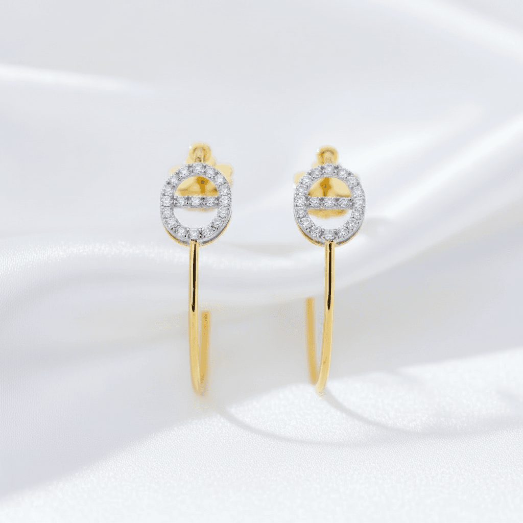 Two-Tone Diamond Hoop Earrings
