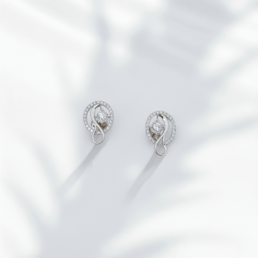 Two-Tone Swirl Infinity Diamond Stud Earrings