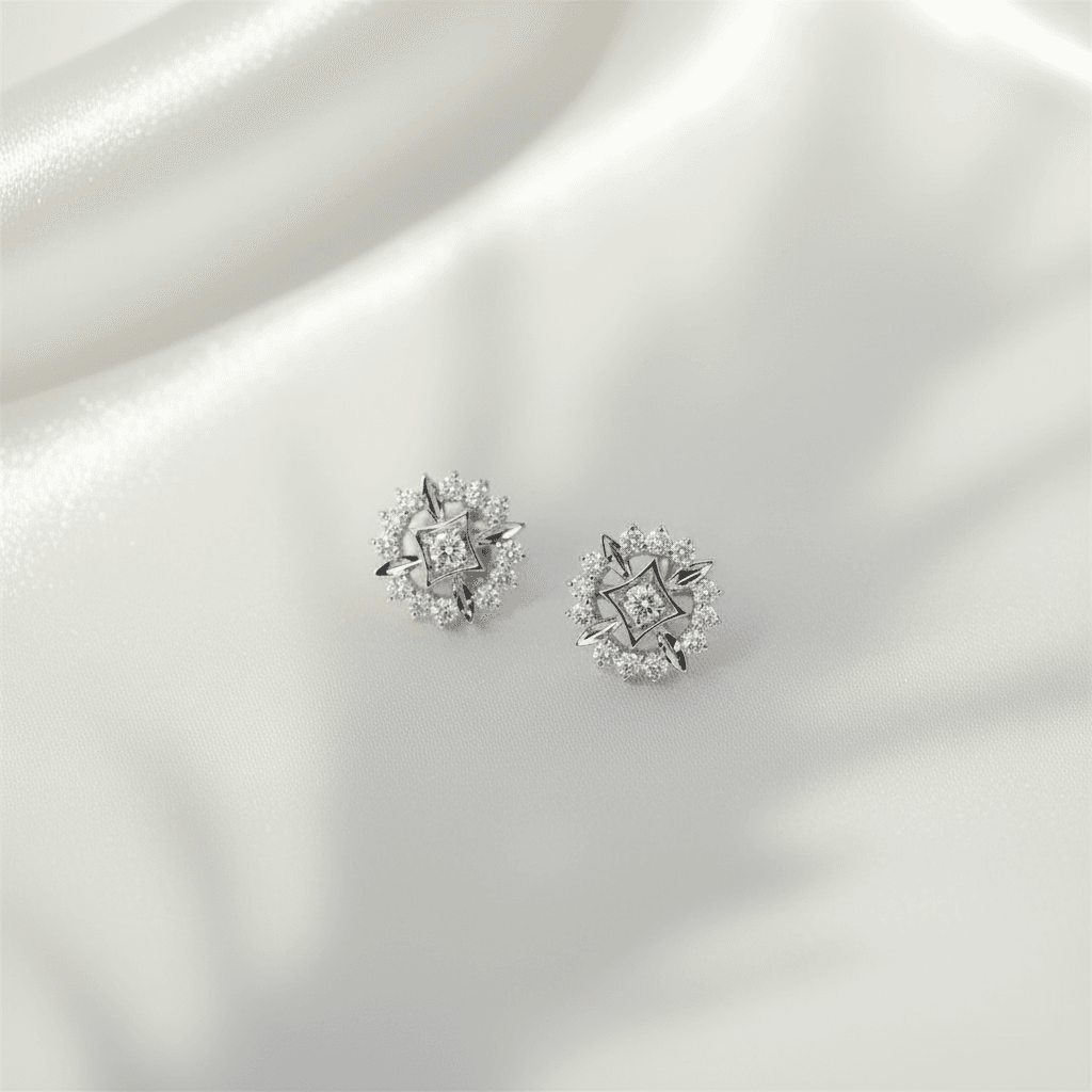 Starburst Diamond Cluster Stud Earrings