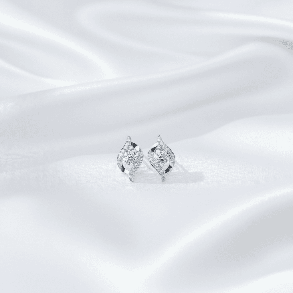 Twisted Flame Swirl Diamond Stud Earrings