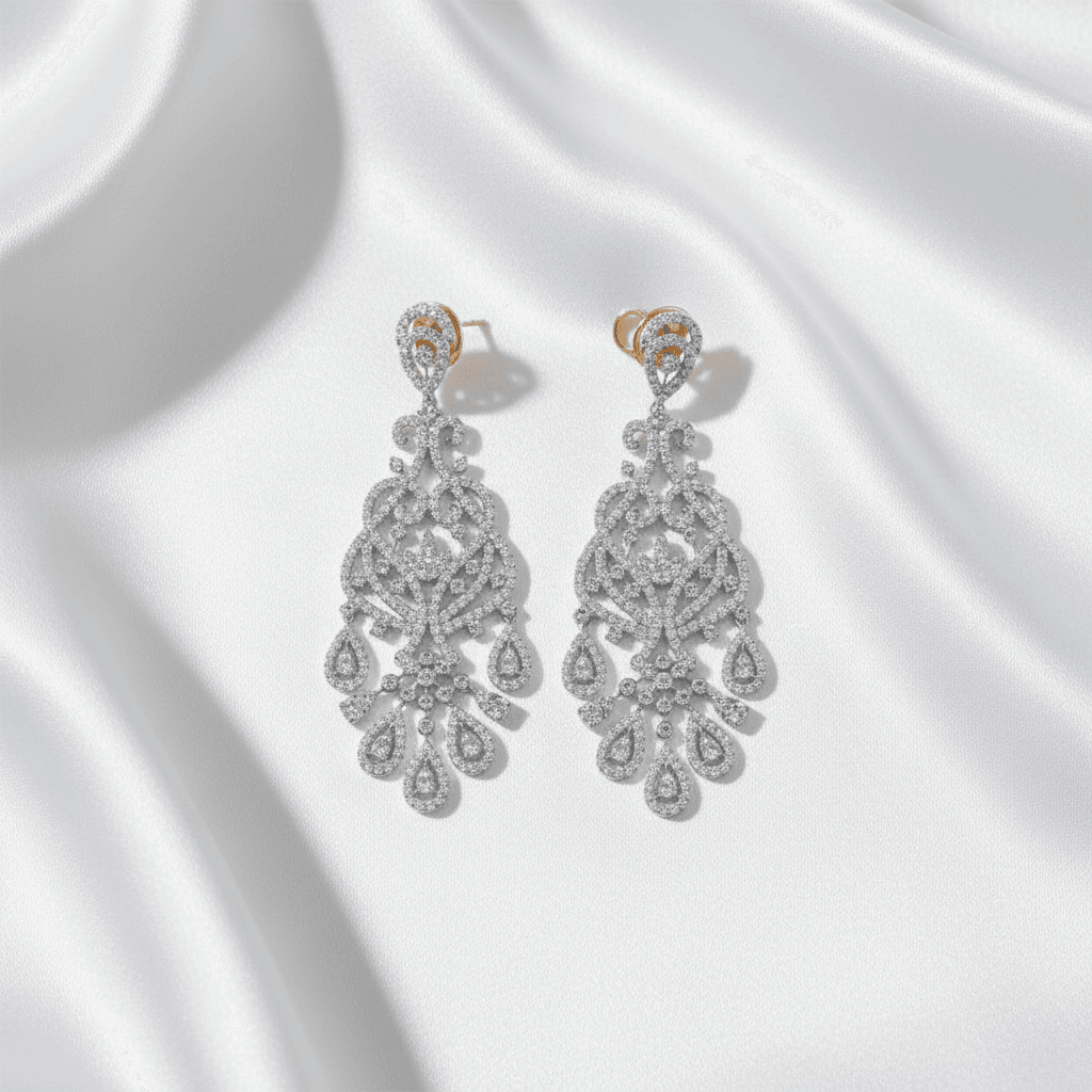 Grand Chandelier Filigree Diamond Drop Earrings