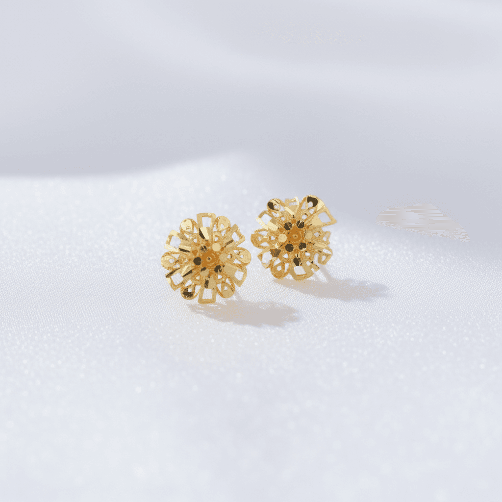 Gold Filigree Sunburst Stud Earrings