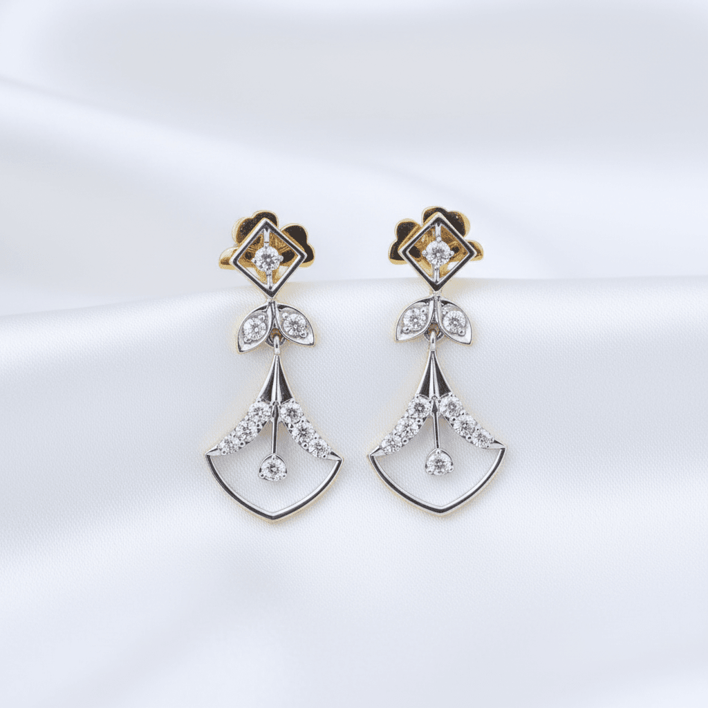 Art Deco Fan Diamond Drop Earrings