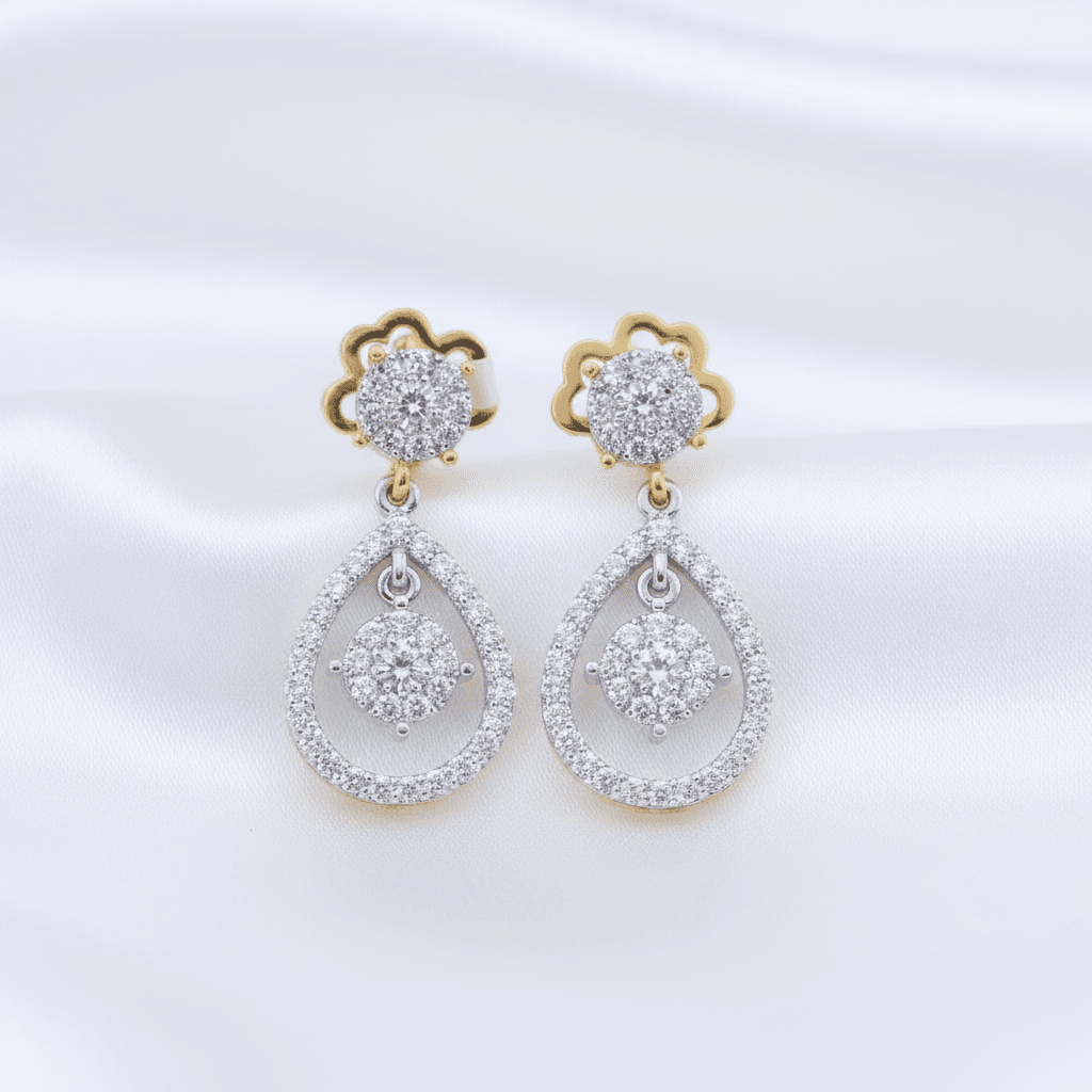 Teardrop Halo Diamond Drop Earrings