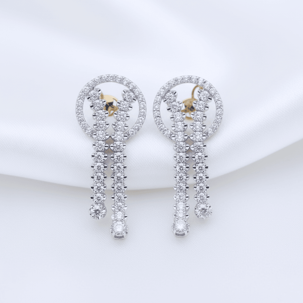 Circle Tassel Diamond Drop Earrings