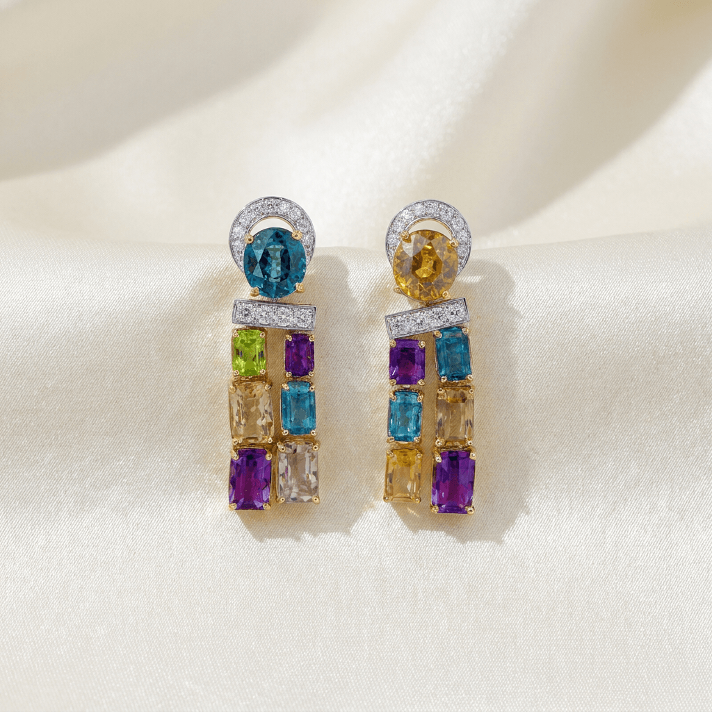 Multicolor Gemstone Cascade Earrings