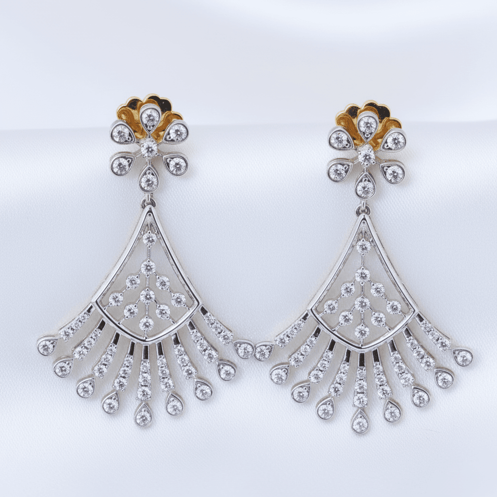 Grand Fan Chandelier Diamond Drop Earrings