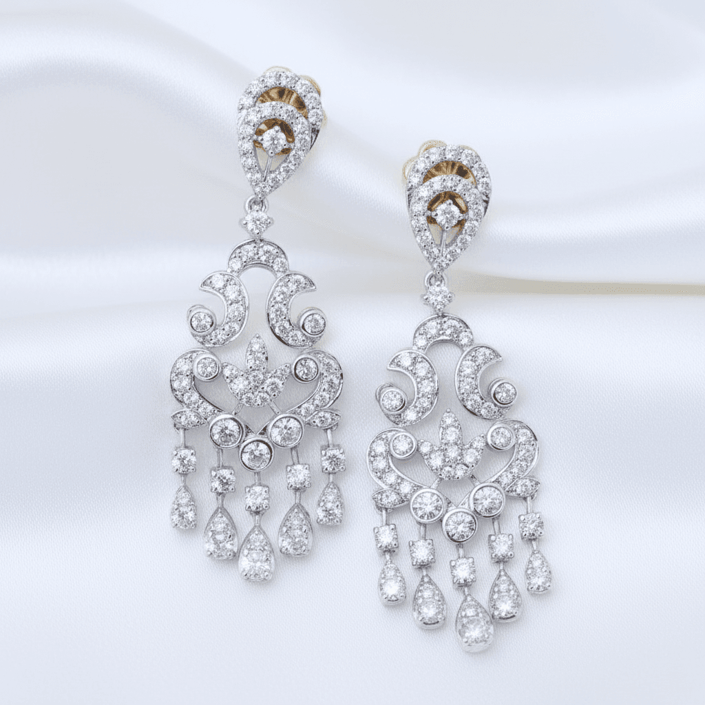 Royal Filigree Chandelier Diamond Drop Earrings