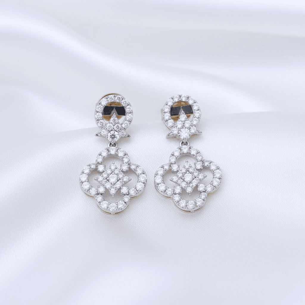 Clover Quatrefoil Diamond Drop Earrings