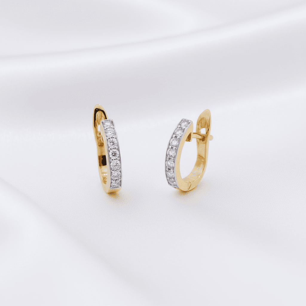 Gold Diamond Huggie Hoop Earrings