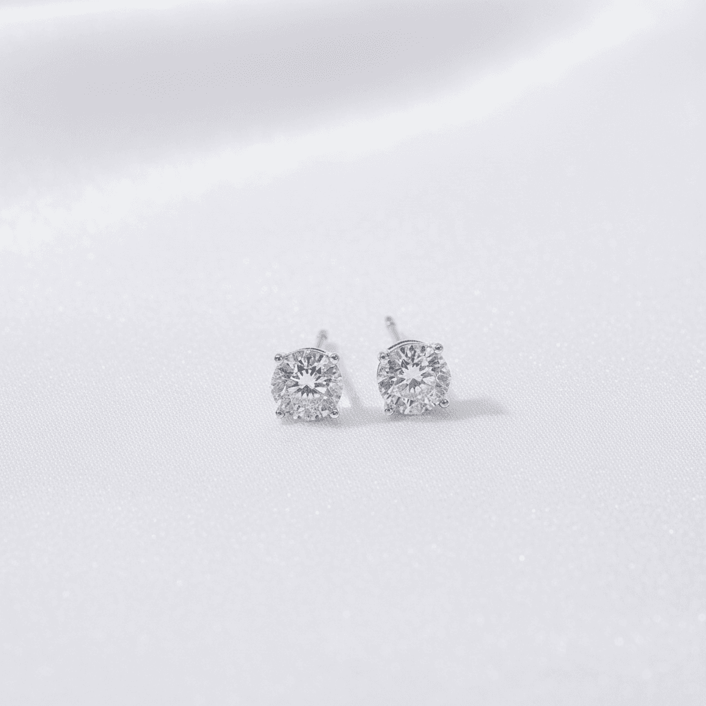 Round Cluster Diamond Stud Earrings