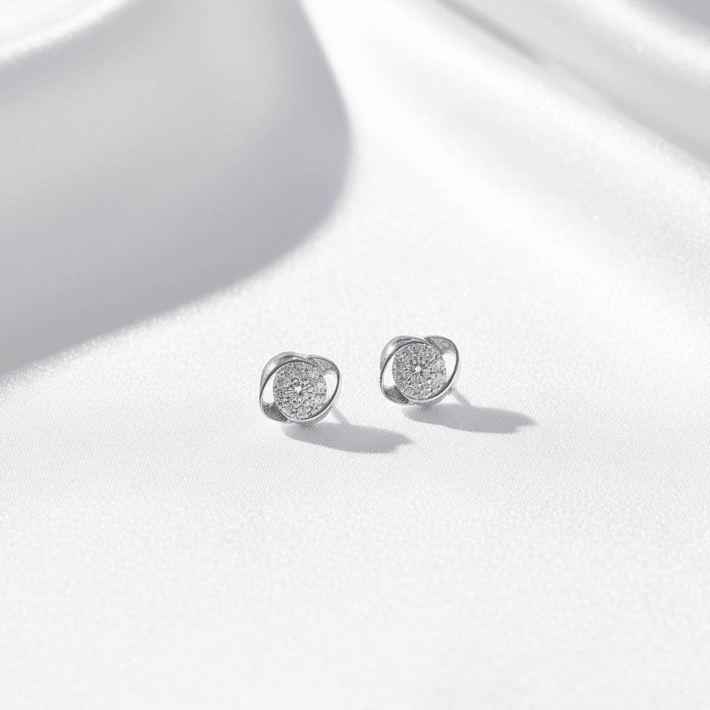 Swirl Orbit Pavé Diamond Stud Earrings