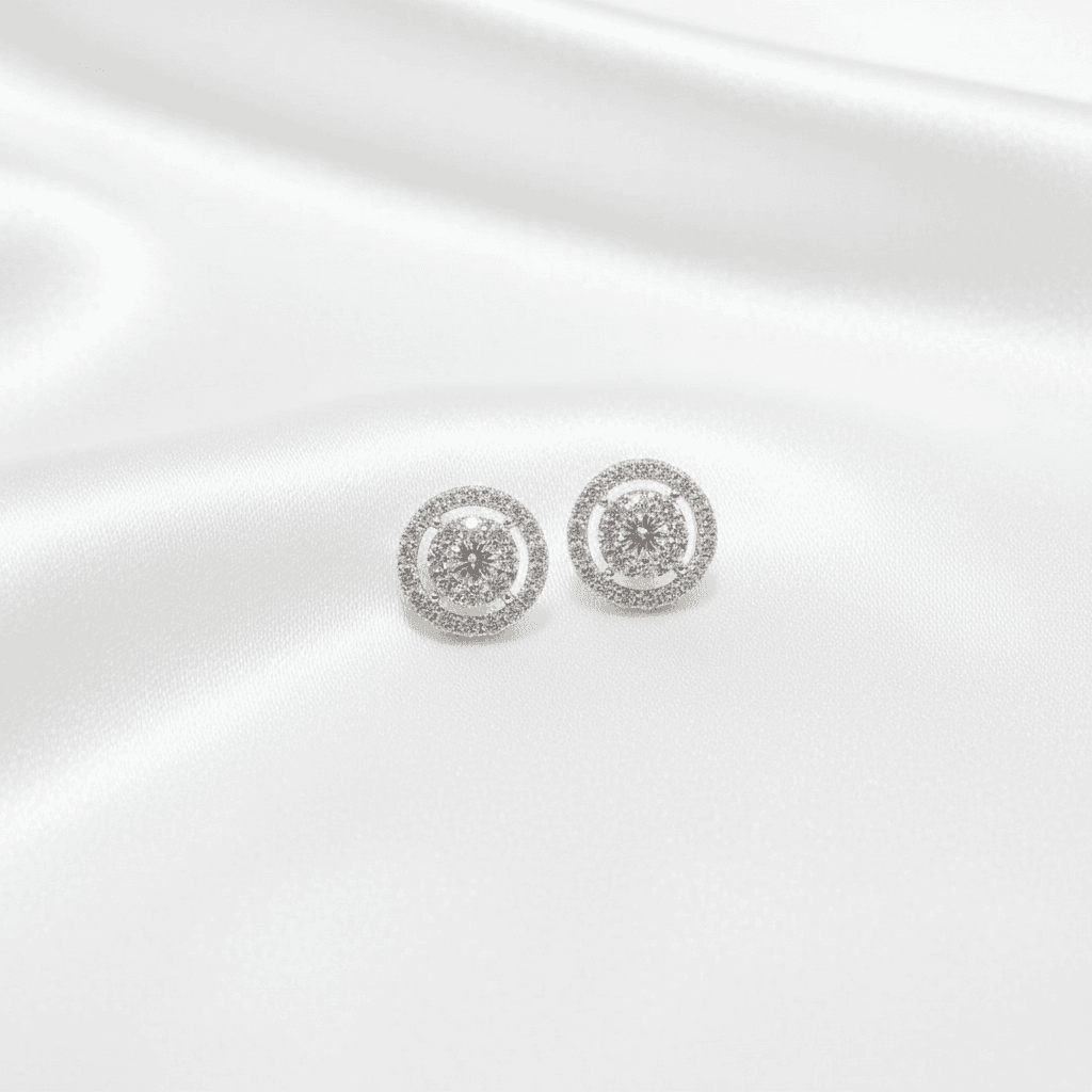 Round Cluster Open Halo Diamond Stud Earrings