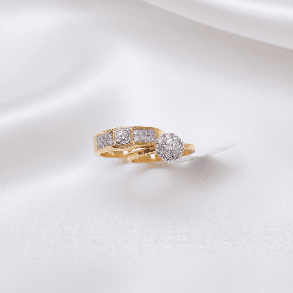 Square Halo & Round Halo Diamond Couple Rings