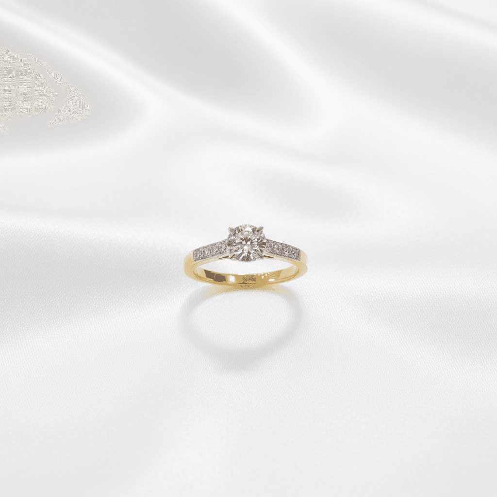 Classic Solitaire Pavé Shank Diamond Ring