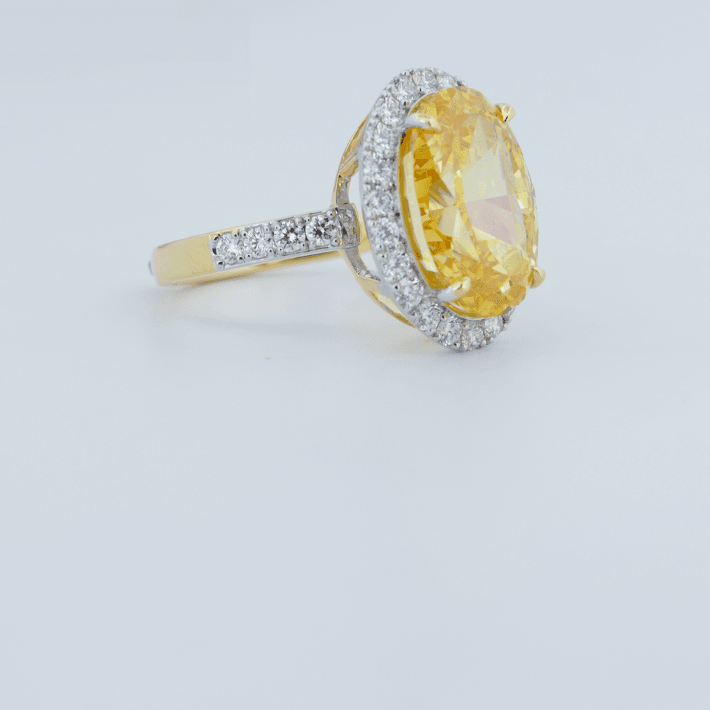 Yellow Sapphire Oval Halo Diamond Ring