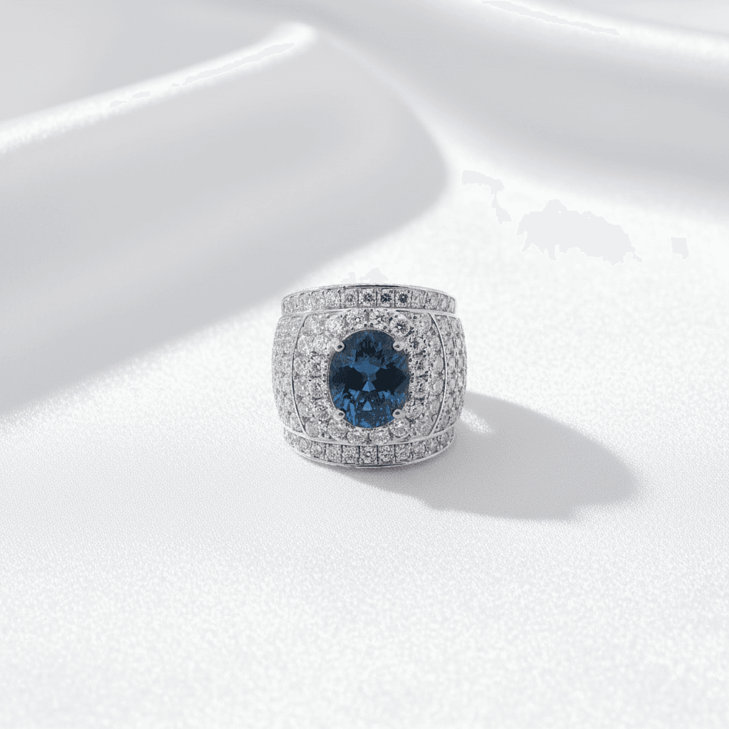 Men's Blue Sapphire Diamond Ring