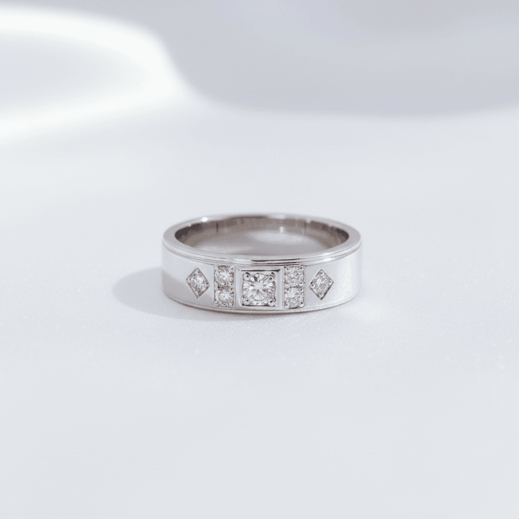 Men's White Gold Diamond Band Ring