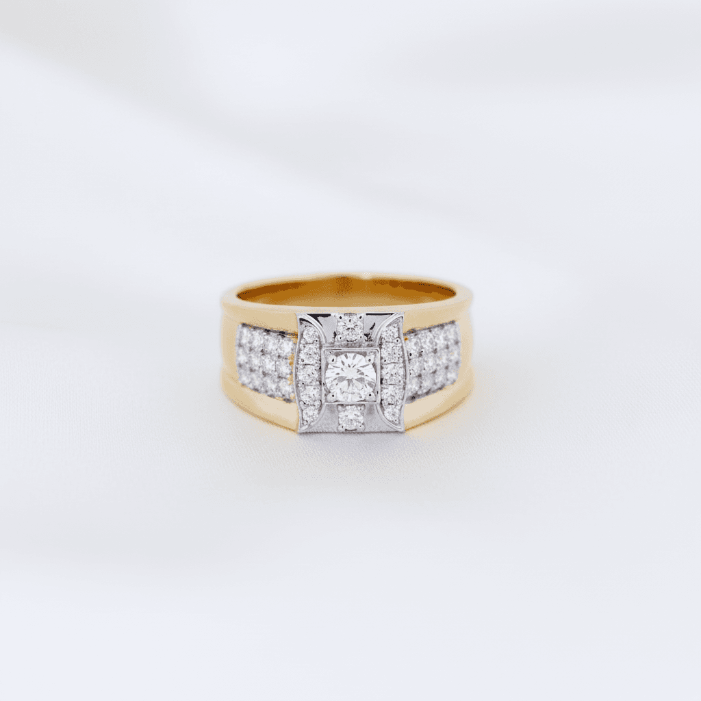 Men's Two-Tone Square Halo Diamond Ring