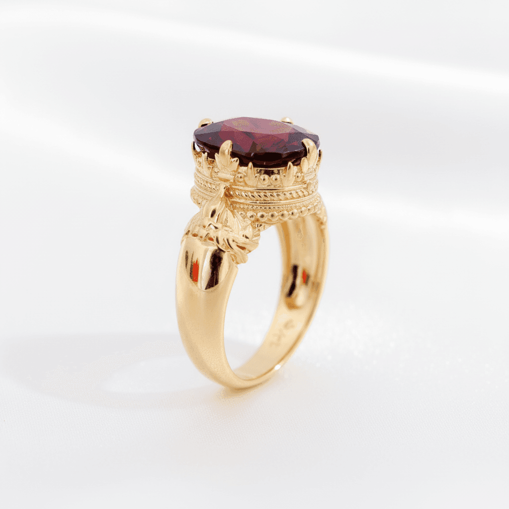 Men's Vintage Garnet Crown Ring