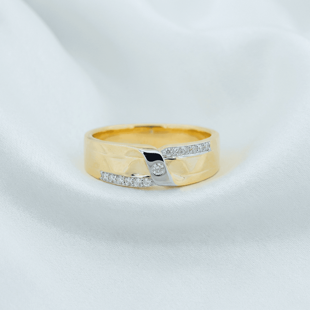 Men's Two-Tone Diamond Crossover Band Ring