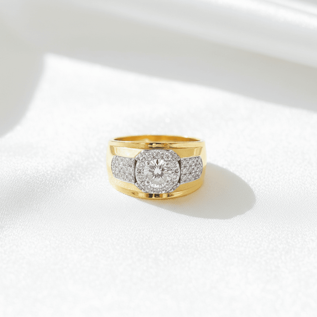 Men's Two-Tone Round Diamond Cluster Ring